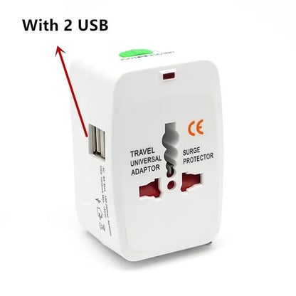 All in One Universal International Plug Adapter 2 USB Port World Travel AC Power Charger Adapter AU US UK EU Converter