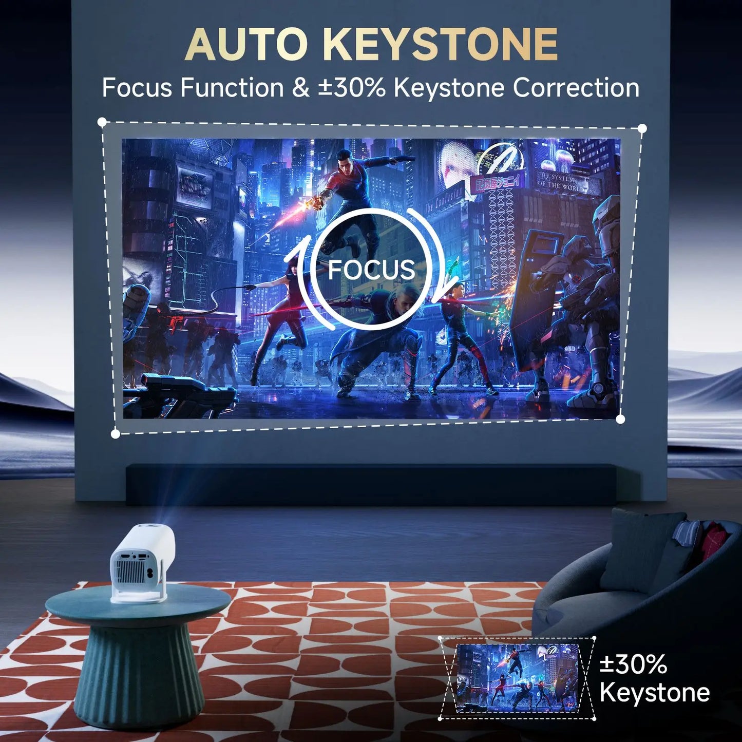 P30 Smart Mini Projector True 4K 1080P HD Bluetooth 5.0 Portable Home Theater