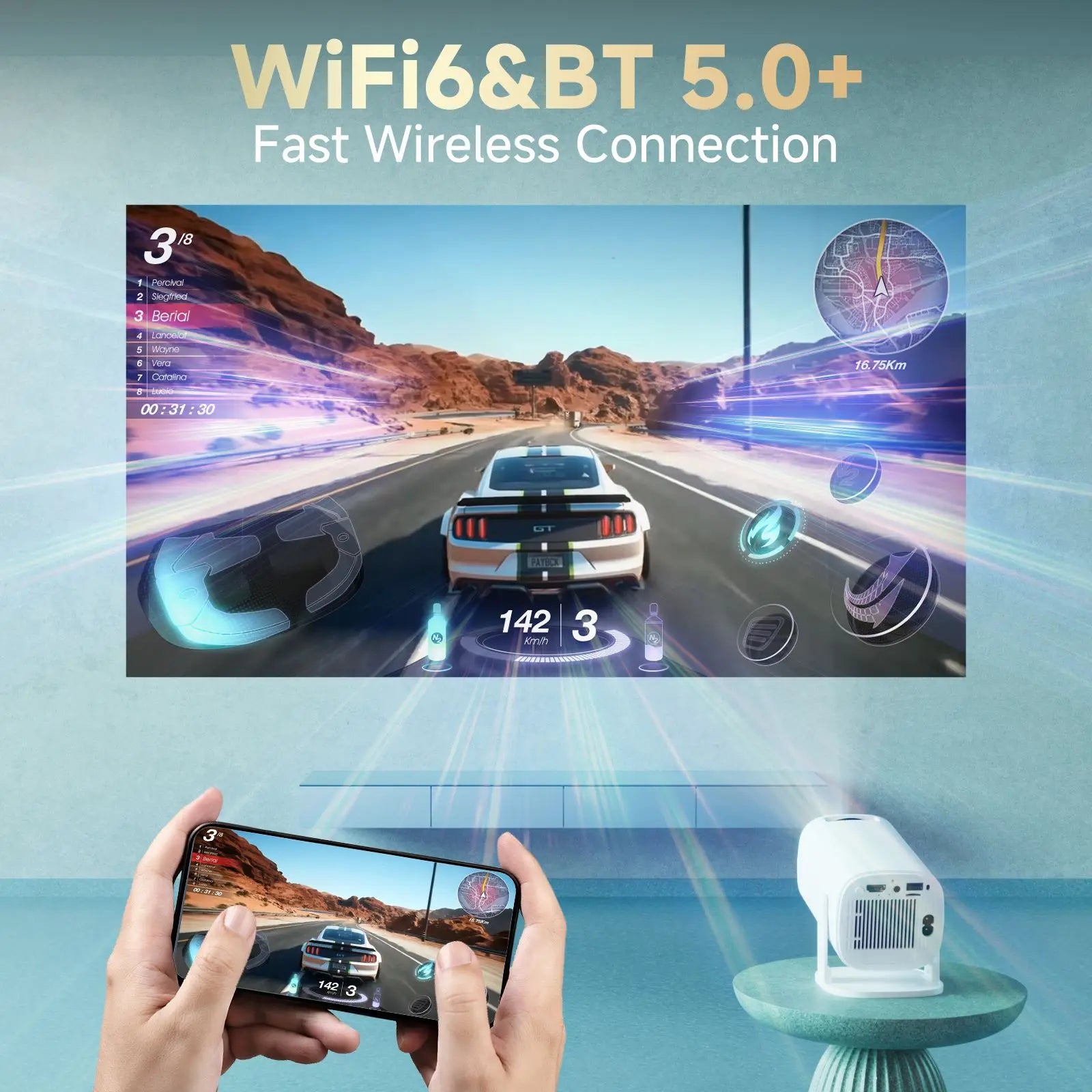 P30 Smart Mini Projector True 4K 1080P HD Bluetooth 5.0 Portable Home Theater