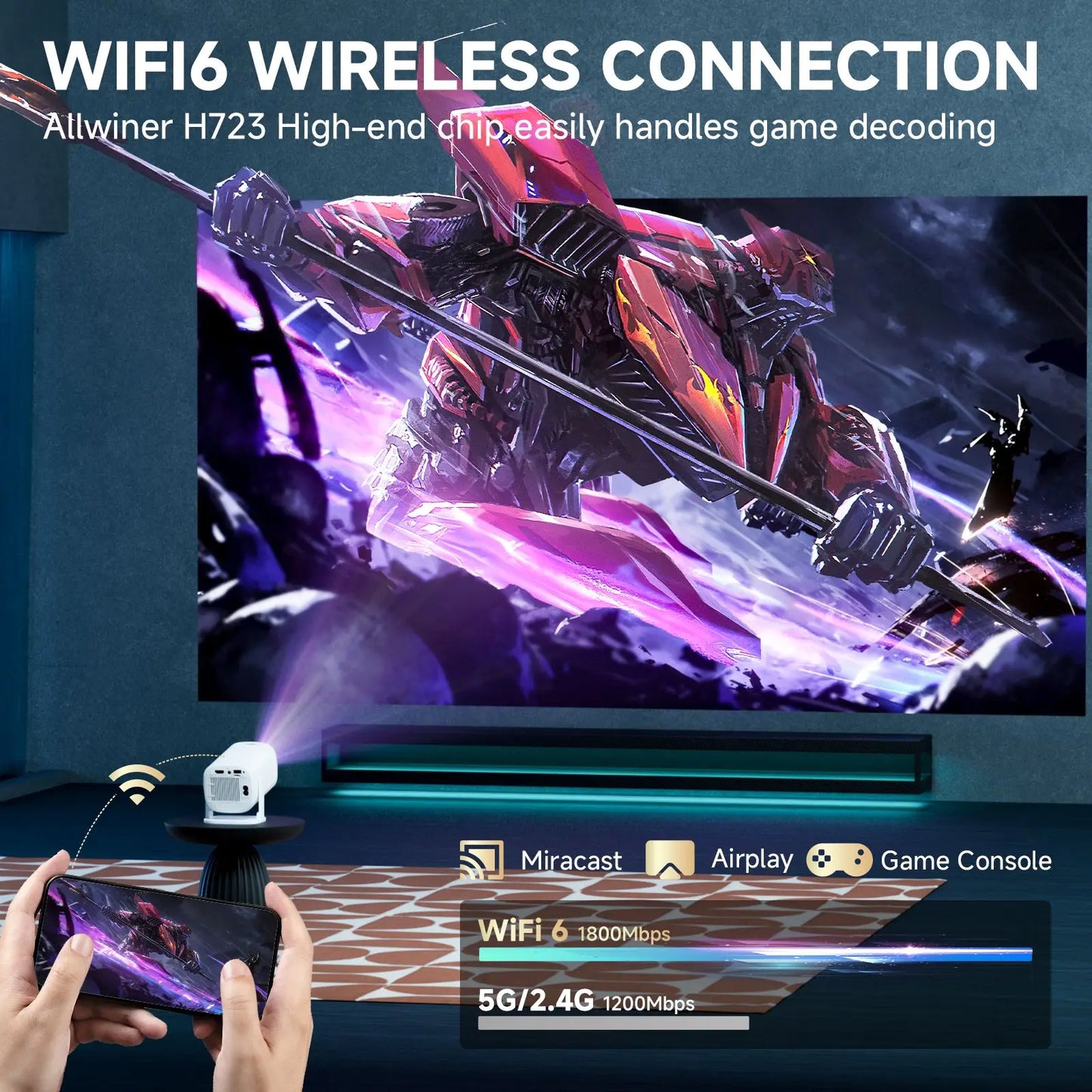 P30 Smart Mini Projector True 4K 1080P HD Bluetooth 5.0 Portable Home Theater