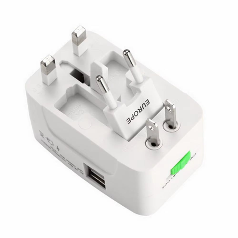 All in One Universal International Plug Adapter 2 USB Port World Travel AC Power Charger Adapter AU US UK EU Converter